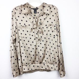 WHBM Polka Dot Button-up Collared Blouse